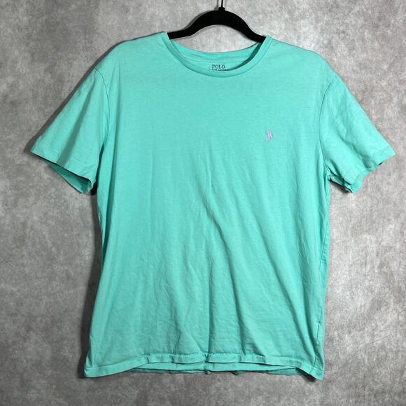 Polo Ralph Lauren Shirt‎ Mens Medium Green Short Sleeves Crew Neck Casual Cotton - Picture 1 of 11